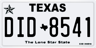 TX license plate DID8541
