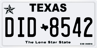 TX license plate DID8542