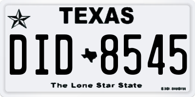 TX license plate DID8545