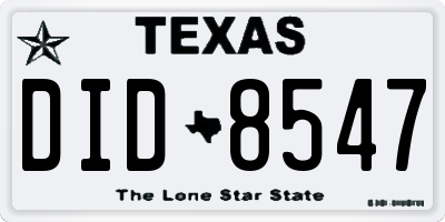 TX license plate DID8547