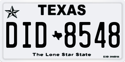 TX license plate DID8548