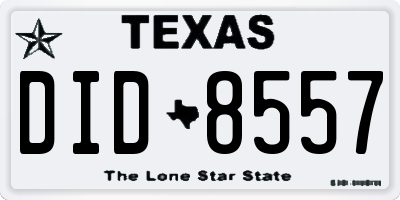 TX license plate DID8557