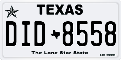 TX license plate DID8558