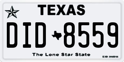 TX license plate DID8559