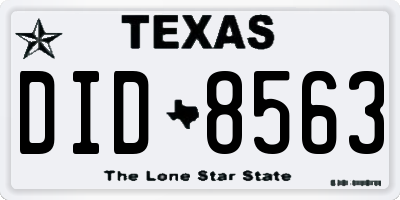 TX license plate DID8563