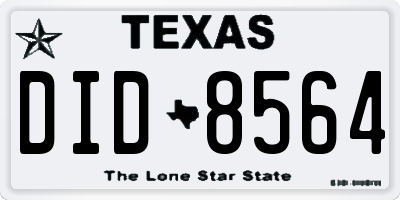 TX license plate DID8564