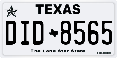 TX license plate DID8565