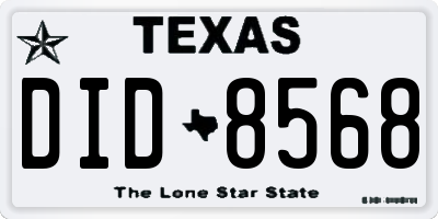 TX license plate DID8568