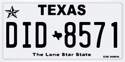 TX license plate DID8571