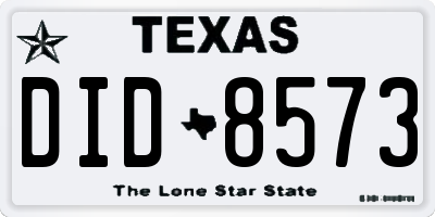 TX license plate DID8573