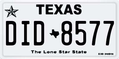 TX license plate DID8577
