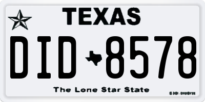 TX license plate DID8578