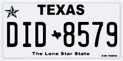 TX license plate DID8579
