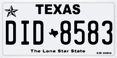 TX license plate DID8583