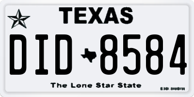 TX license plate DID8584