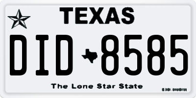 TX license plate DID8585