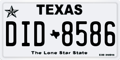 TX license plate DID8586