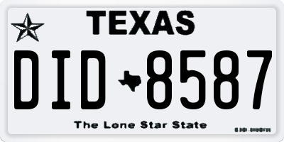 TX license plate DID8587