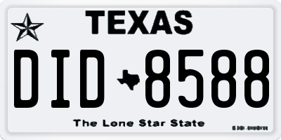 TX license plate DID8588