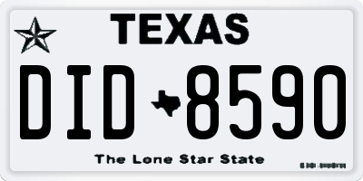 TX license plate DID8590