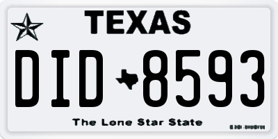 TX license plate DID8593