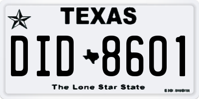 TX license plate DID8601