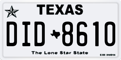TX license plate DID8610