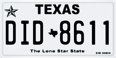 TX license plate DID8611