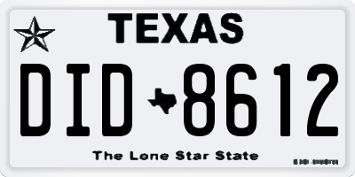 TX license plate DID8612