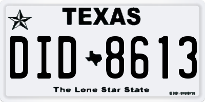TX license plate DID8613