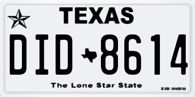TX license plate DID8614
