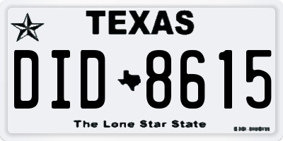 TX license plate DID8615