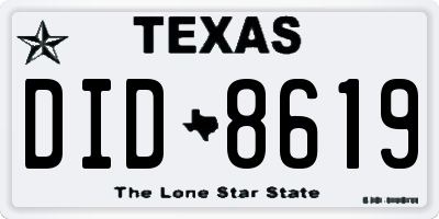 TX license plate DID8619