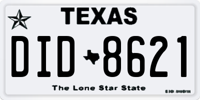 TX license plate DID8621