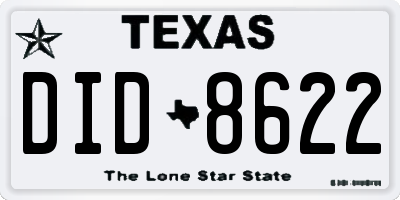 TX license plate DID8622
