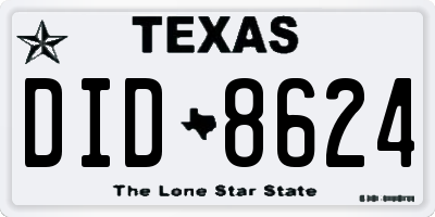 TX license plate DID8624