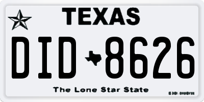 TX license plate DID8626