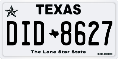 TX license plate DID8627
