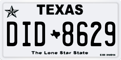 TX license plate DID8629