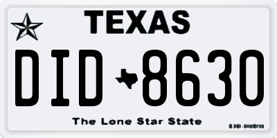 TX license plate DID8630
