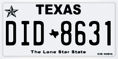 TX license plate DID8631