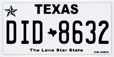 TX license plate DID8632
