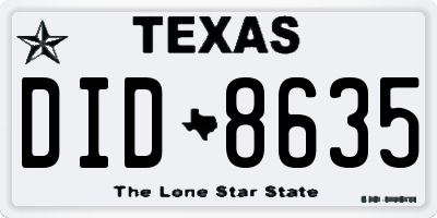 TX license plate DID8635