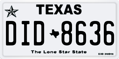 TX license plate DID8636