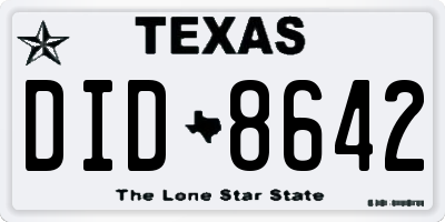 TX license plate DID8642