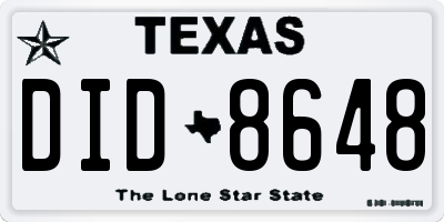 TX license plate DID8648