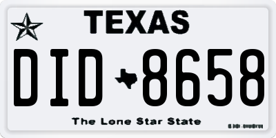 TX license plate DID8658