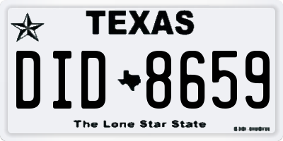 TX license plate DID8659