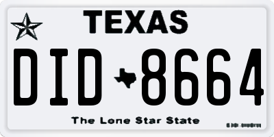 TX license plate DID8664