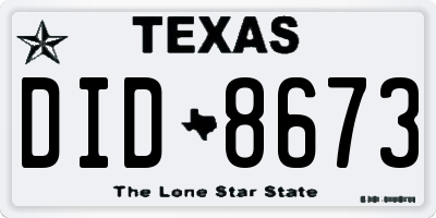 TX license plate DID8673